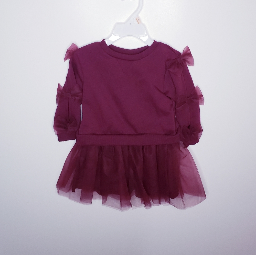 BlueBeri girls burgundy dress
